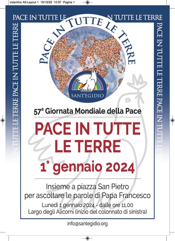 Pace in Tutte le Terre: il 1 gennaio 2024 insieme a San Pietro per ascoltare le parole di Papa Francesco